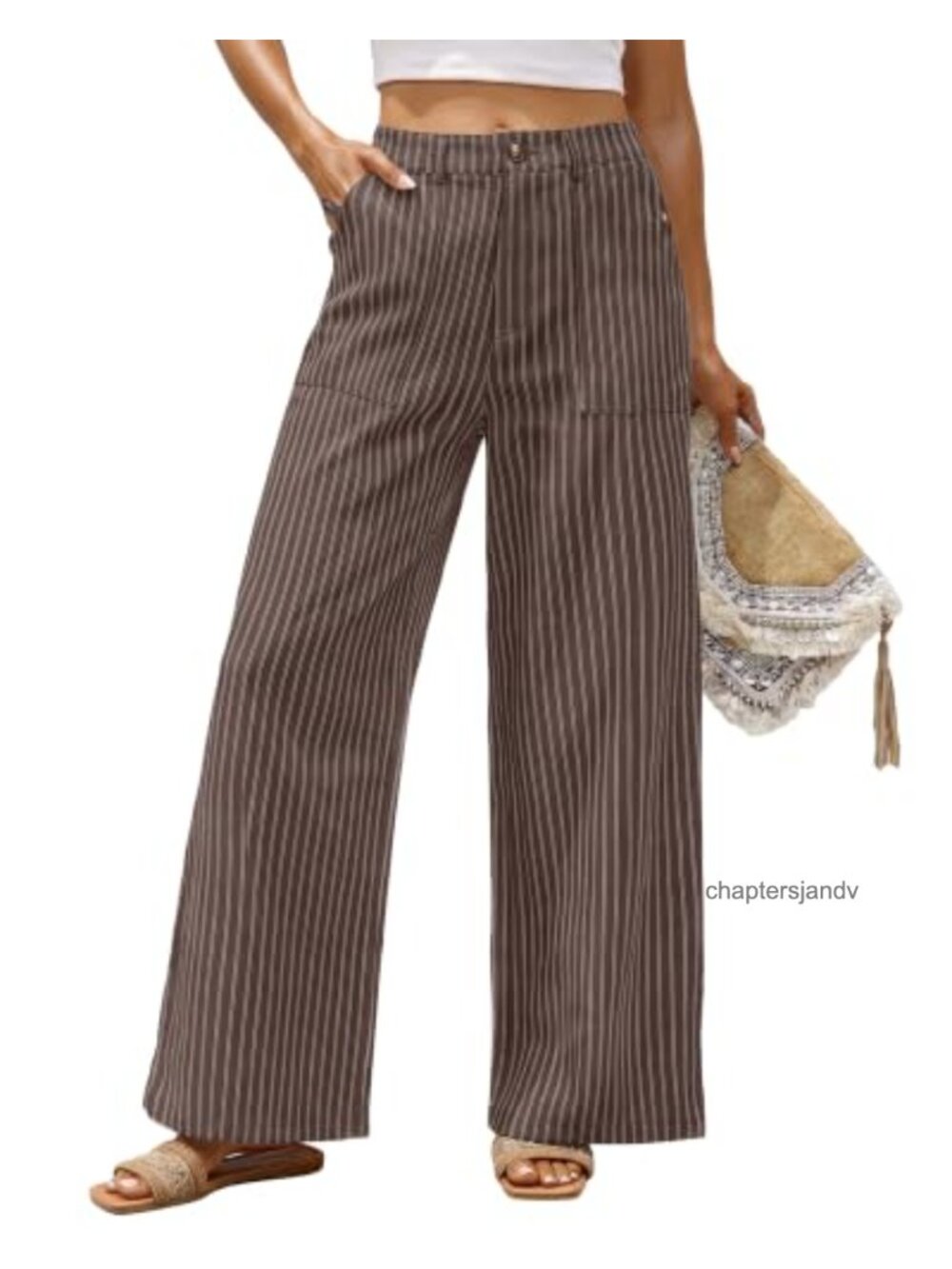Womens Cotton Linen Wide Leg Palazzo Pants High Rise Work Casual Trousers